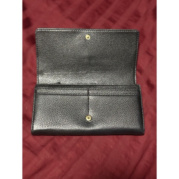 Michael Kors Black Pebble Leather Wallet Flap Closure Logo Classic Sophisticated - Picture 5 of 11